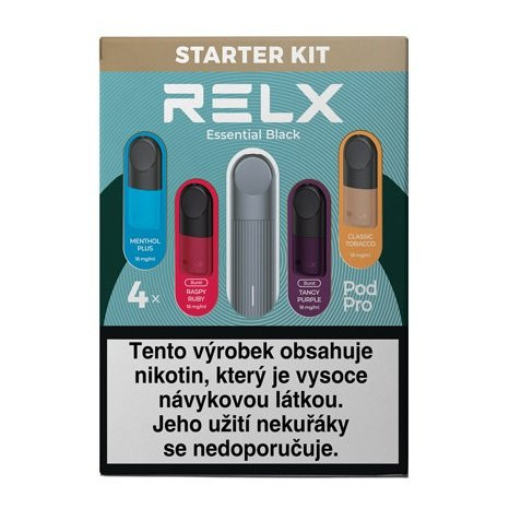 RELX Essential elektronická cigareta 350mAh Black Starter Kit